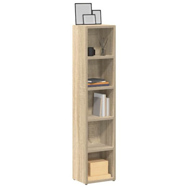vidaXL CD-Regale 2 Stück Sonoma-Eiche 21x16x93,5 cm Holzwerkstoff, 802699