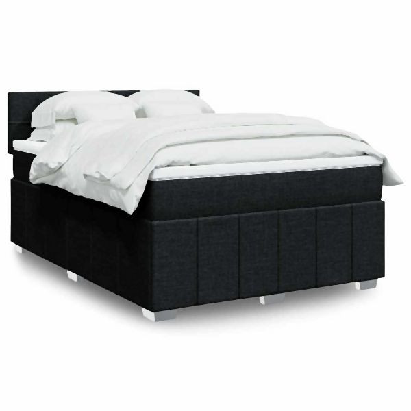 vidaXL Boxspringbett mit Matratze Schwarz 140x190 cm Stoff, 3289365