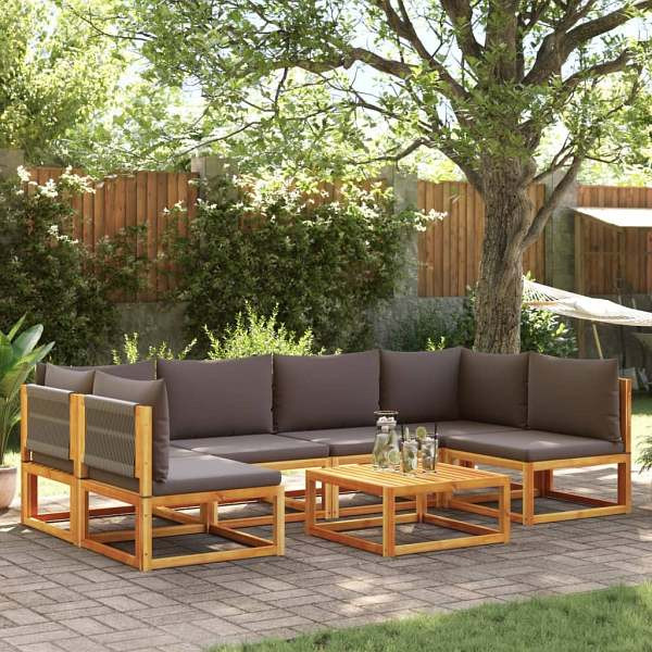 vidaXL 7-tlg. Garten-Sofagarnitur mit Kissen Massivholz Akazie, 3278840