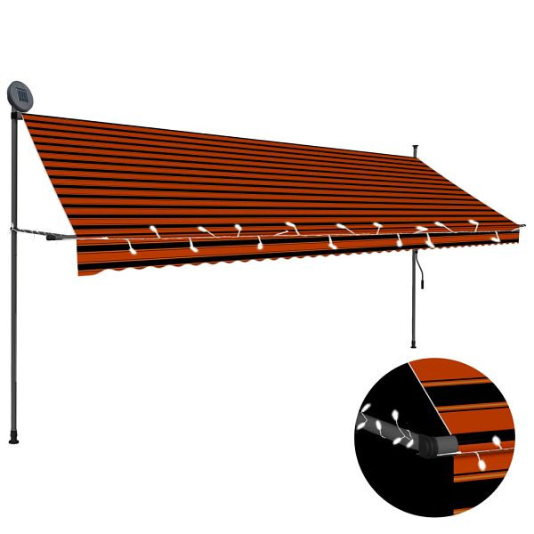 vidaXL Einziehbare Markise Handbetrieben mit LED 400 cm Orange Braun, 145882