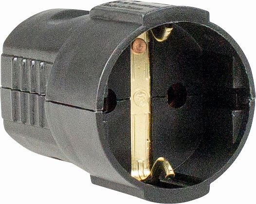 as-Schwabe Schutzkontakt-Kupplung, schwarz max. Querschnitt 1,5mm², 230V/16A, 45012