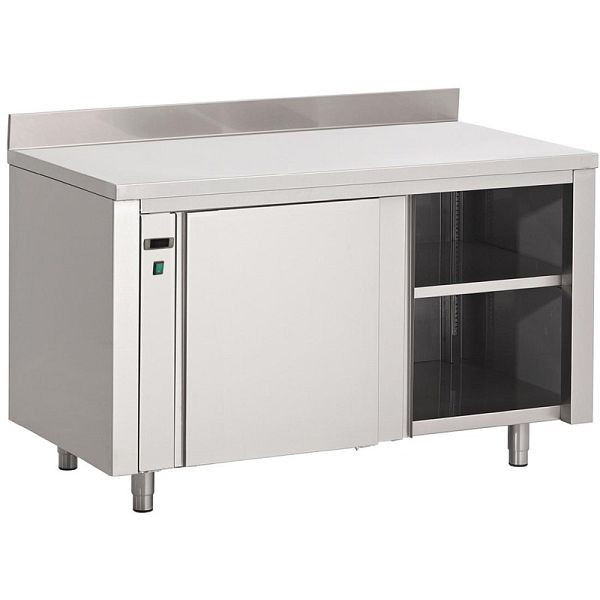 Gastro M Wärmeschrank 140cm lang, mit Aufkantung und gelochtem Regalboden, DS436