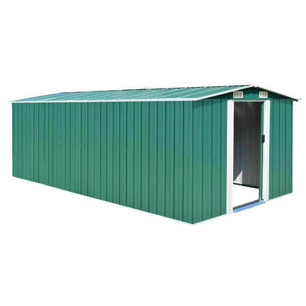 vidaXL Gerätehaus 257x489x181 cm Metall Grün, 143348, 8718475622079