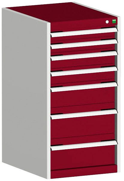 bott cubio Schubladenschrank bestückt mit 7 Schubladen BxTxH: 525 x 650 x 1000 mm, RAL 7035/3004, 40018061.24V