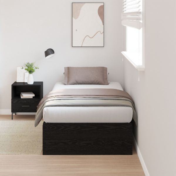 vidaXL Stauraumbett Schwarz Eiche 75x190 cm Konstruierter Holz, 3335414
