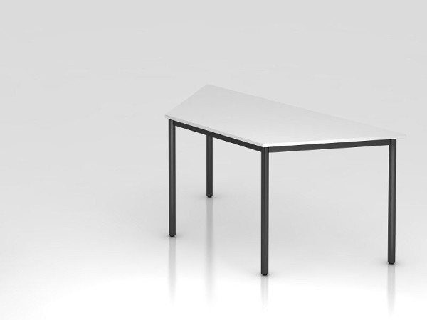Hammerbacher Trapeztisch Rundfuß 160x69cm Weiß/Schwarz, Trapezform, VDRTR/W/D