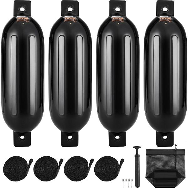 VEVOR Fender-Set 4 Aufblasbar 16,51 x 58,42 cm, Horizontale oder vertikale Montage, mit 4 Nadeln & Seilen & Aufbewahrungstasche, CYHX4JZ65YCTVZR20V0