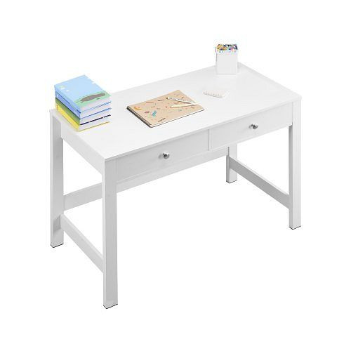 VEVOR kleiner Schreibtisch mit Schublade, Holz, weiß, MDF, rechteckig, mit Ablage, für Schlafzimmer/Büro, ETBMSZZFXXCWZES3L001V0