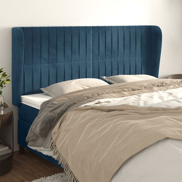 vidaXL Kopfteil mit Ohren Dunkelblau 203x23x118/128 cm Samt, 3118264
