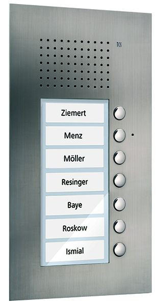 TCS Audio Außenstation Serie PUK 7 Klingeltasten (rechtsbündig), 1-spaltig, UP Edelstahl, PUK07/1-ES