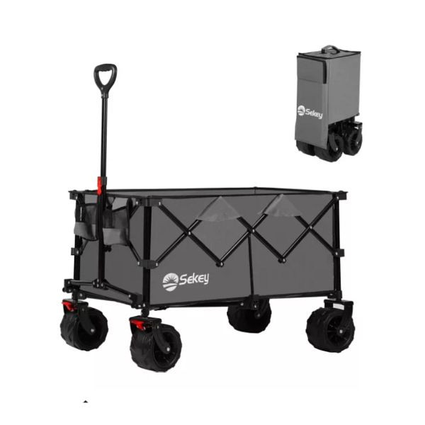 Sekey Faltbarer Bollerwagen mit Bremse, Farbe: Grau, FW20