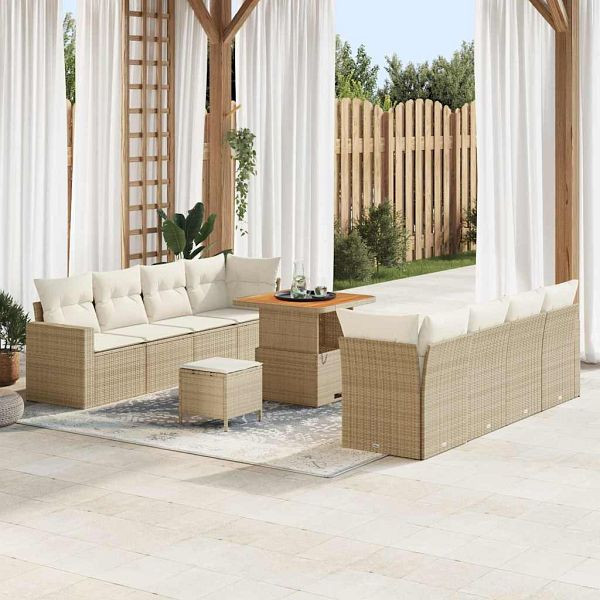 vidaXL Garten-Sofa-Set 11-teilig Beige und Creme 80 x 80 x 71 cm, 3363536