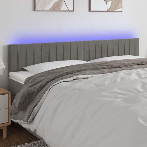 vidaXL LED Kopfteil Hellgrau 200x5x78/88 cm Samt, 3121916
