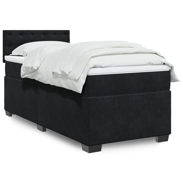 vidaXL Boxspringbett mit Matratze Schwarz 90x190 cm Samt, 3286188