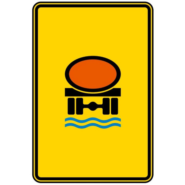 Stein HGS Vorwegweiser für Fahrzeuge mit wassergefährdender Ladung, ohne Pfeilsymbol Nr. 442-52, 900x600mm /RA2/Flachform 2mm, 442-52-221