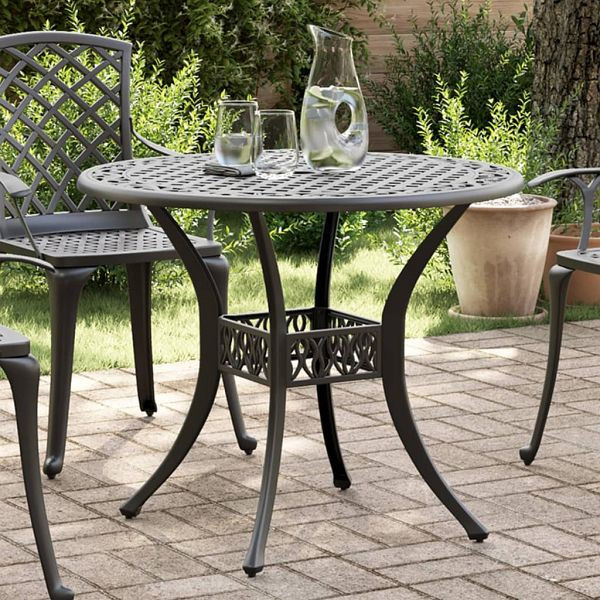 vidaXL Gartentisch Schwarz Ø90x75 cm Aluminiumguss, 4002808