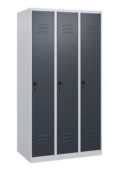 C+P Umkleidespind Classic PLUS, 3 Abteile, 1700x900x500mm, 7035/7016, Drehriegel, 0800007-30 S10007
