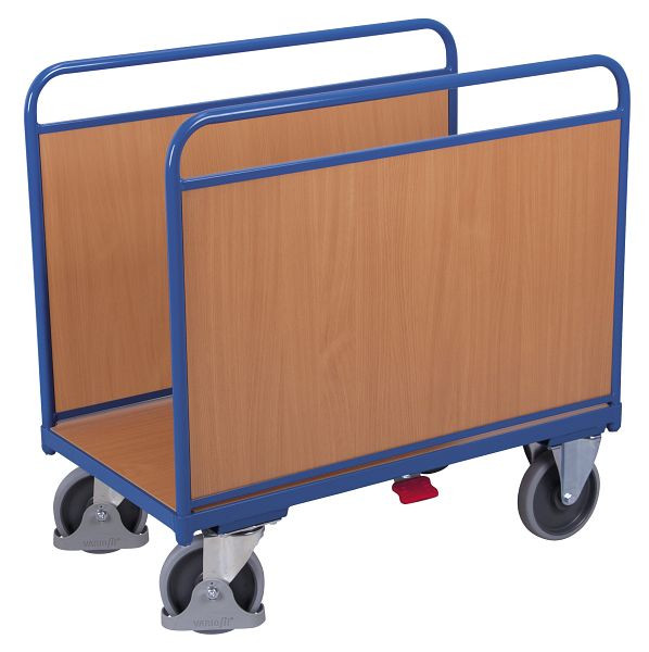 VARIOfit Seitenbügelwagen mit Holzwänden, Ladefläche: 1.060 x 540 mm, RAL 5010 enzianblau, sw-600.200