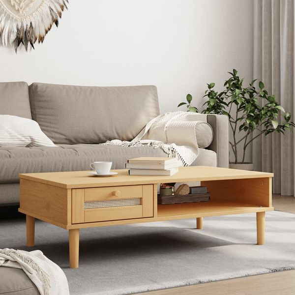 vidaXL Couchtisch SENJA Rattan-Optik Braun 100x55x33 cm Kiefernholz, 358046