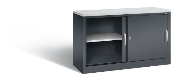 C+P Sideboard mit Schiebetüren Acurado, H720xB1200xT400mm, Farbe: Schwarzgrau, Bügelgriff, 2 OH, 5723-00 S10410