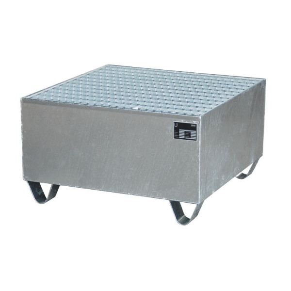 STEIN HGS Auffangwanne Serie 2000, 203 Liter, ohne Farbe, feuerverzinkt, Gesamthöhe 460 mm, feuerverzinkt, 1x 200 Liter Fass, Gitterrost, 79194.0012