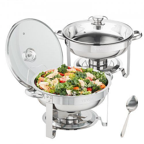 VEVOR Profi Edelstahl Warmhaltebehälter Speisenwärmer 2x3,5L Chafing Dish Set, YXKCLJTYX24QTKHZ6V0
