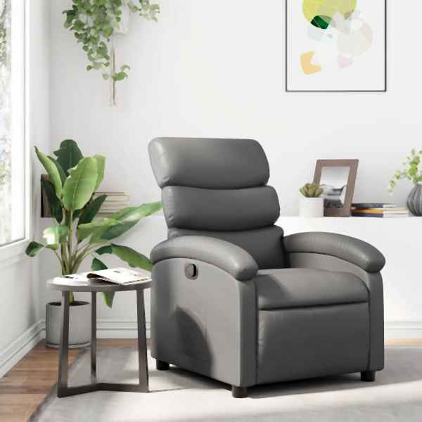 vidaXL Relaxsessel Grau Kunstleder, Füllung: Schaumstoff, 371716