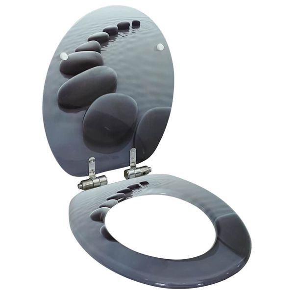 vidaXL Toilettensitz mit Soft-Close-Deckel MDF Stein-Design, 143928