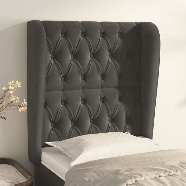 vidaXL Kopfteil mit Ohren Dunkelgrau 83x23x118/128 cm Samt, 3118323