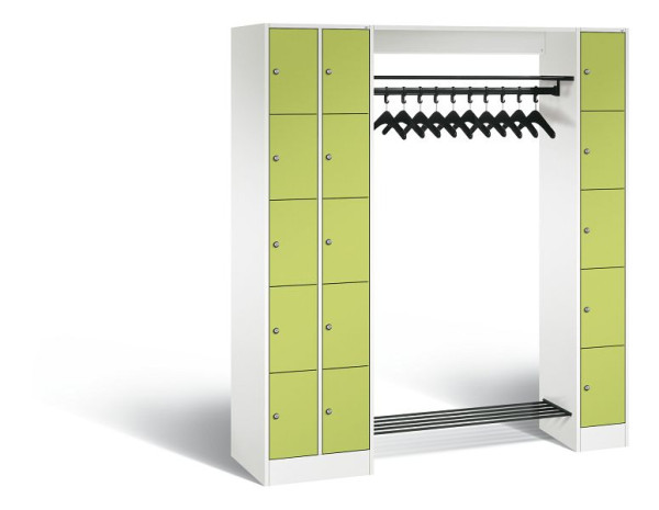 C+P Garderobe Serie 8070, H1950xB2100xT480 mm, Weiß/Viridingrün, 80730-00 S10382