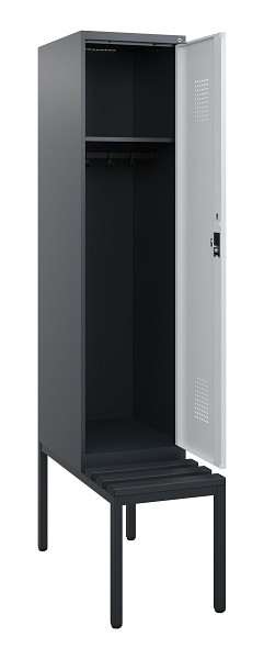 C+P Spind Evolo PLUS, 1 Abteil, 1950x400x815mm, 7016/7035, Zylinderschloss, Material Sitzfläche Kunststoff, Sitzbank, 0490505-12 S10098