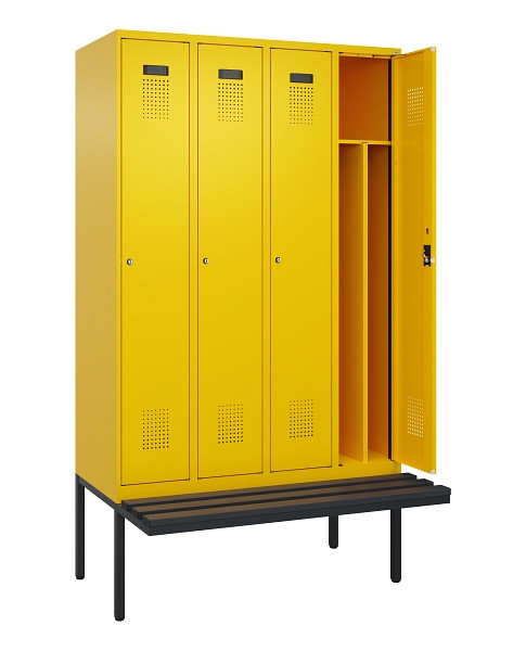 C+P Spind Evolo PLUS, 4 Abteile, 2120x1200x815mm, 1023/1023, Haken 4, Zylinderschloss, Material Sitzfläche Kunststoff, 0490407-40F S10102