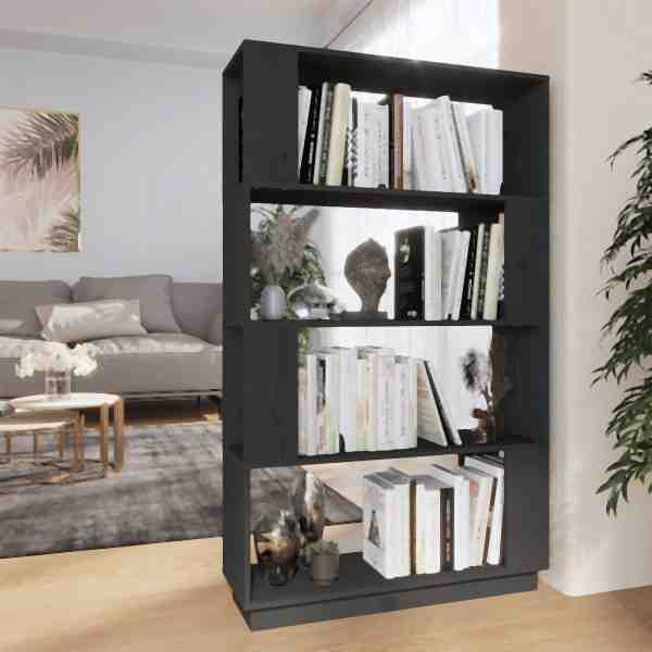 vidaXL Bücherregal/Raumteiler Grau 80x25x132 cm Massivholz Kiefer, 814061