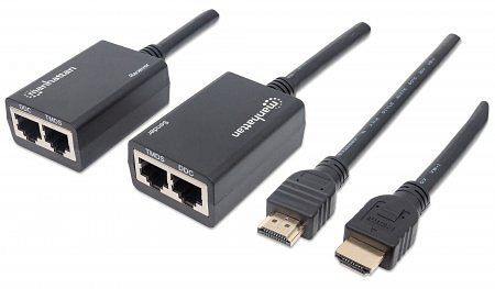 MANHATTAN 1080p HDMI over Ethernet Extender mit integrierten Kabeln, 207386