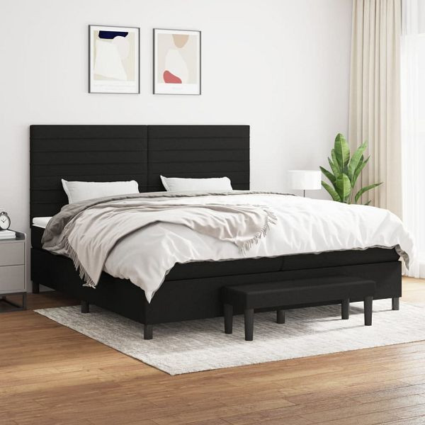 vidaXL Boxspringbett mit Matratze Schwarz 200x200 cm Stoff, 3136703