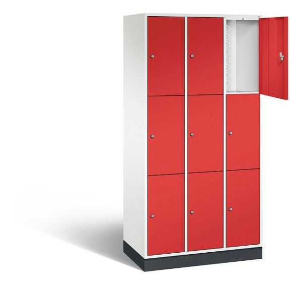 C+P Schließfachschrank Intro, H1950xB920xT490mm, Farbe: Verkehrsweiß / feuerrot, 8370-301 S10070
