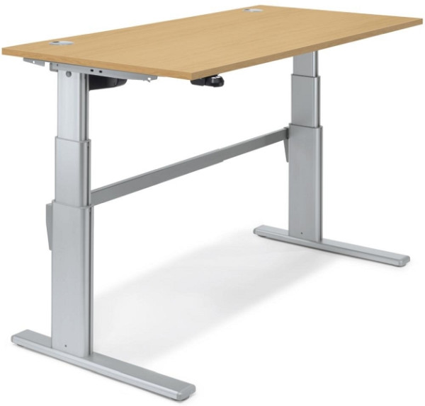 Deskin Sitz-/Stehtisch Comfort MULTI M, Buchedekor, B 1200 x T 800 x H 655-1305 mm, 264581