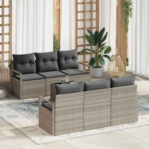 vidaXL Garten-Sofa-Set, 7er Set, Hellgrau und Dunkelgrau 55 x 55 x 37 cm, 3354941