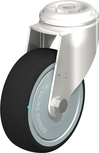 Blickle LKRXA-PATH 101KD-11-FK Edelstahl-Apparate-Lenkrolle mit Rückenloch, Thermoplastisches Polyurethan, Grau, 760884