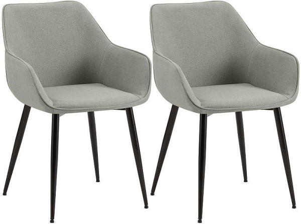 CLP 2er Set Esszimmerstuhl Vessa Stoff, hellgrau, 323692