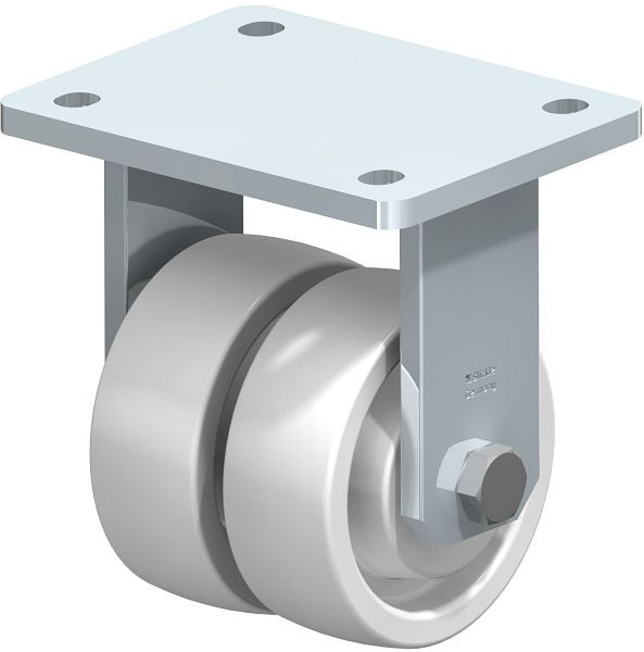 Blickle BOD-SPO 100K Stahlgeschweißte Schwerlast-Doppel-Bockrolle, Polyamid, Weiß, 610881