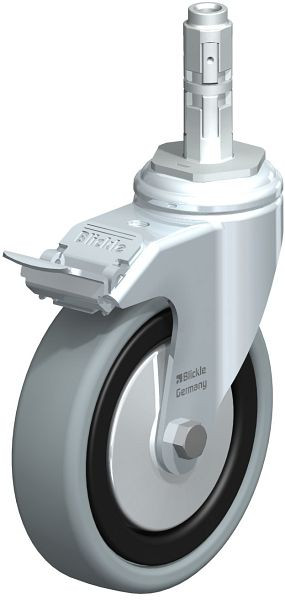 Blickle LKRA-VPA 126K-11-FI-FA-E12 Apparate-Lenkrolle mit Expander & Feststeller, Vollgummi, Grau, 346007
