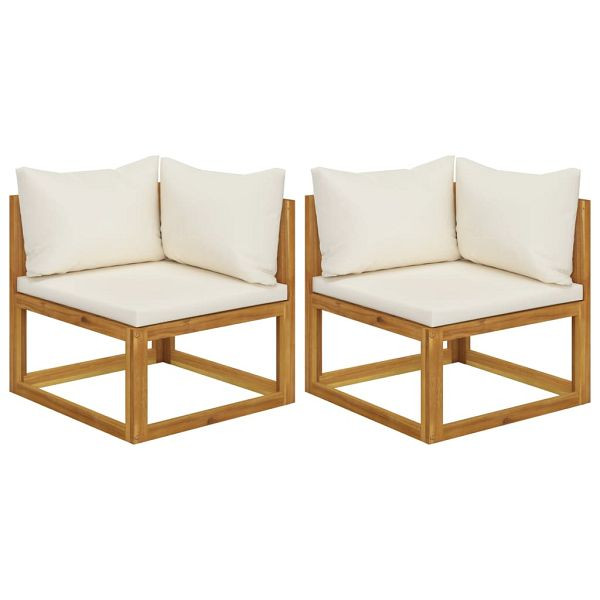vidaXL Modulare Ecksofas 2 Stück mit Auflagen Cremeweiß, 311853