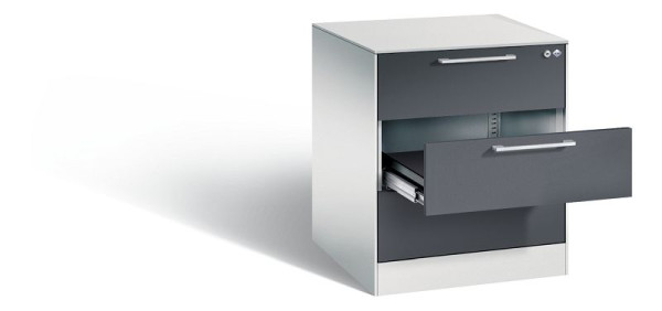 C+P Karteischrank Asisto, H710xB562xT600mm, Farbe: Lichtgrau / Schwarzgrau, Bügelgriff, 146274-322 S10054