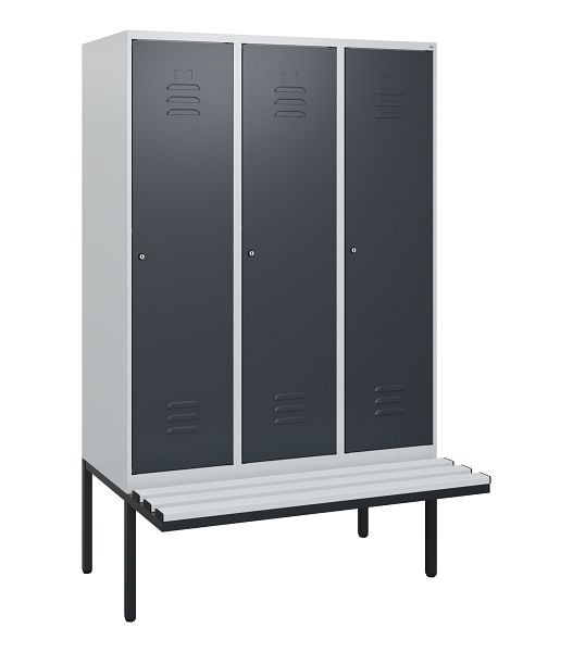 C+P Umkleidespind Classic PLUS, 3 Abteile, 1950x1200x815mm, 7035/7016, Zylinderschlösser, 0800405-32 S10053
