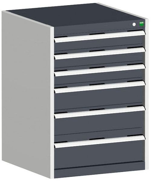 bott cubio Schubladenschrank bestückt mit 6 Schubladen BxTxH: 650 x 525 x 900 mm, RAL 7035/7016, 40011050.19V