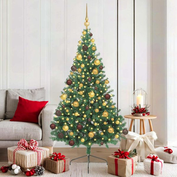 vidaXL Künstlicher vorbeleuchteter Weihnachtsbaum Grün 180 cm PVC, 3397008