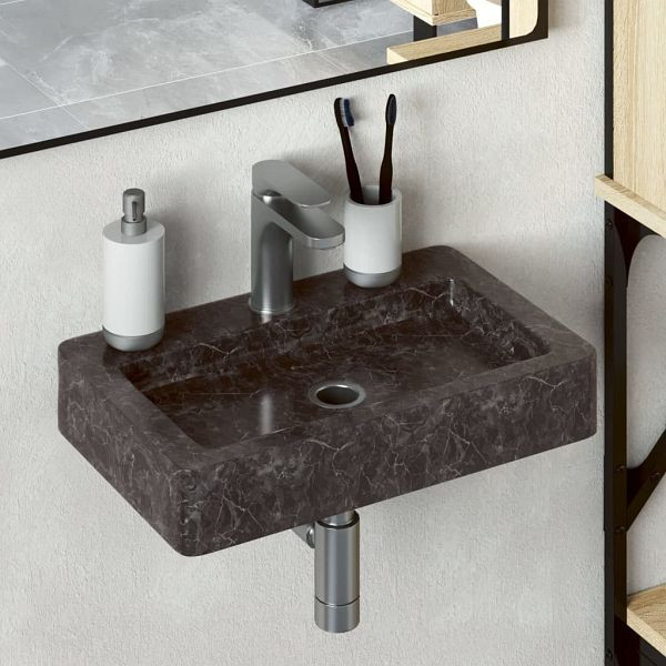 vidaXL Wandwaschbecken Schwarz 38x24x6,5 cm Marmor, 149187