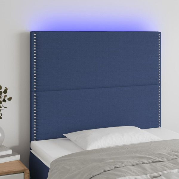 vidaXL LED Kopfteil Blau 90x5x118/128 cm Stoff, 3122272