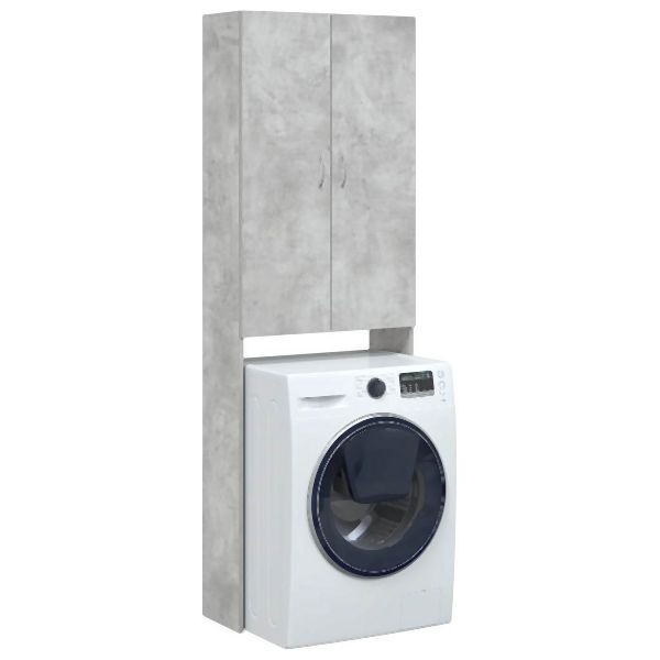 vidaXL Waschmaschinenschrank Betongrau 64x25,5x190 cm, 856645